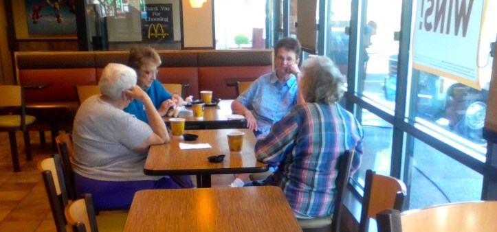 Older women catching up. Photo by Tim Graves